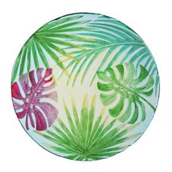 Tropical Leaf Glass Birdbath 18"