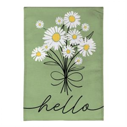 Hello Dainty Daisies Mini Burlap Garden Flag