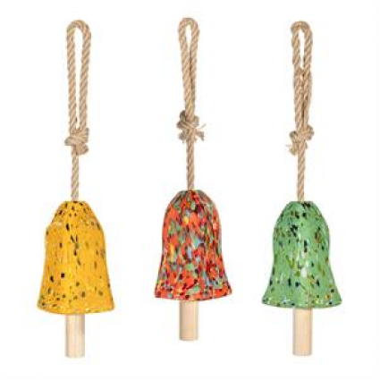 Glass Colorful Confetti Garden Bell 6"