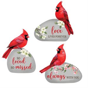 Cardinal with Sentiment Perched Memorial Garden Stone