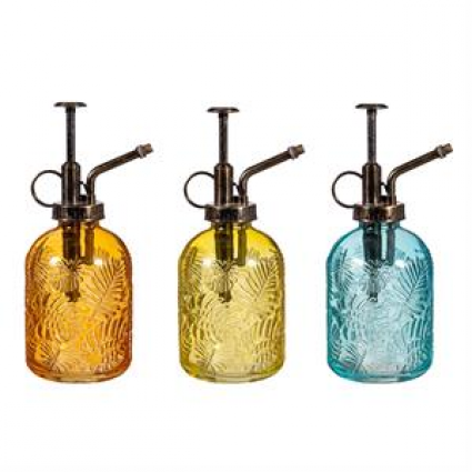 Glass Embossed Leaf Plant Mister 8"