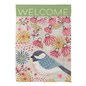 Pastel Doodles Chickadee Mini Suede Garden Flag