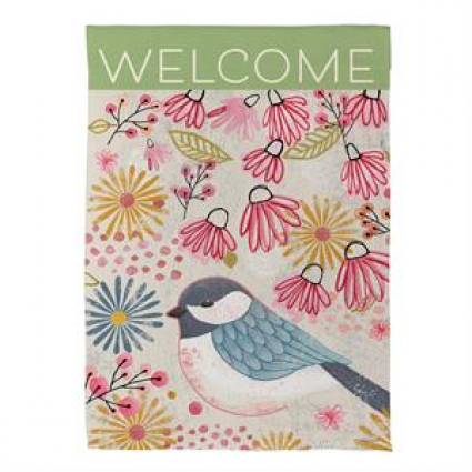 Pastel Doodles Chickadee Mini Suede Garden Flag