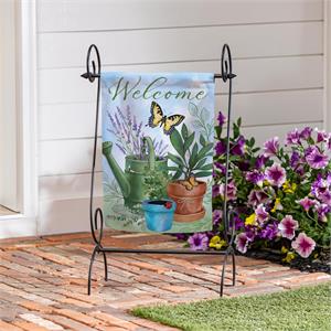 Garden Watering Can & Plants Mini Suede Garden Flag