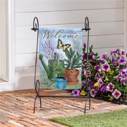 Garden Watering Can & Plants Mini Suede Garden Flag