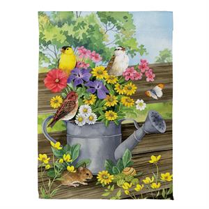 Watering Can Bunch Suede Garden Flag