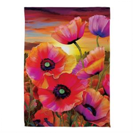 Poppy Sunset Suede Garden Flag