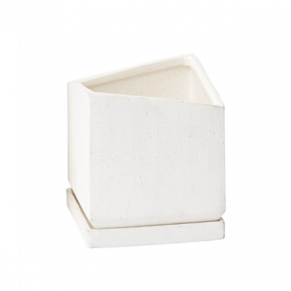 White Tevy Pot  6" X 5.75" 