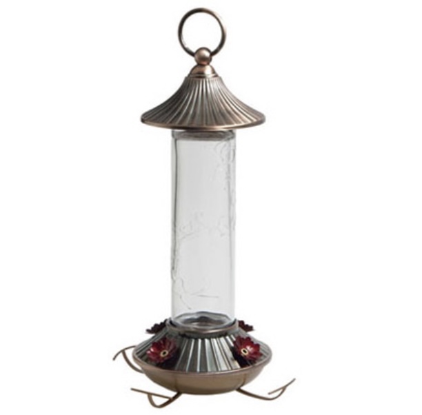Embossed Glass Hummingbird Feeder 14 oz