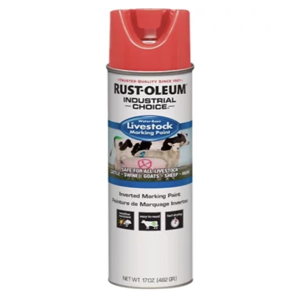 Rust-Oleum Industrial Choice 17 Oz. Fluorescent Red Livestock Marking Paint