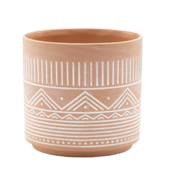 Geometric White Wash Planter 