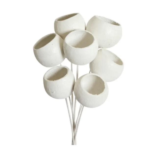 White Glitter Bell Cups Stem