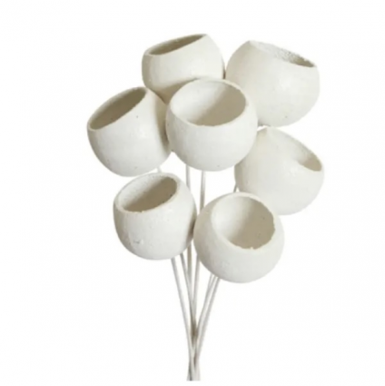 White Glitter Bell Cups Stem