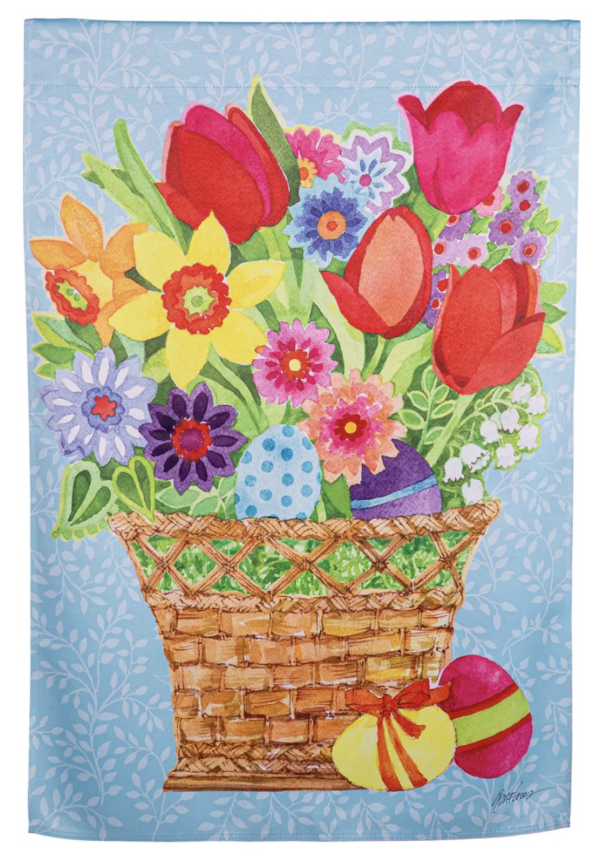 Spring Flowers Basket Suede House Flag