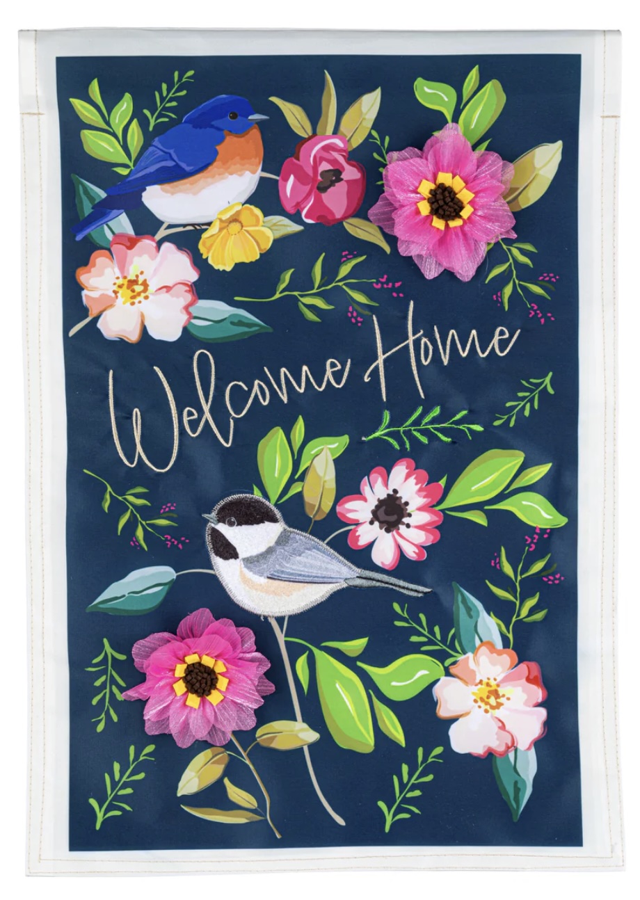Welcome Home Songbirds Applique Mini Garden Flag