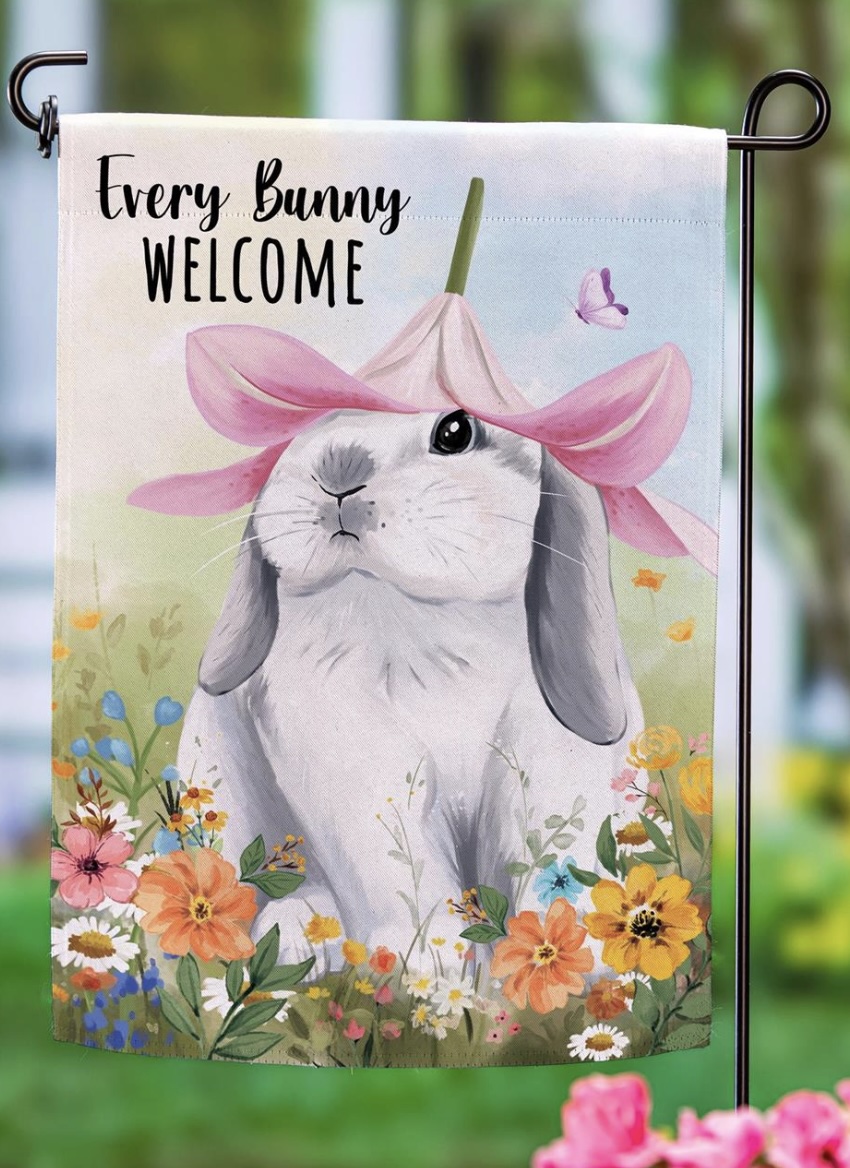 Bunny Blooms Flower Time Suede Mini Garden Flag