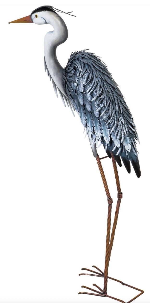 Metal Grey Heron 33"H