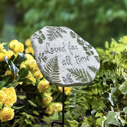 Loved for All Time Cement Fern Memorial Garden Stone