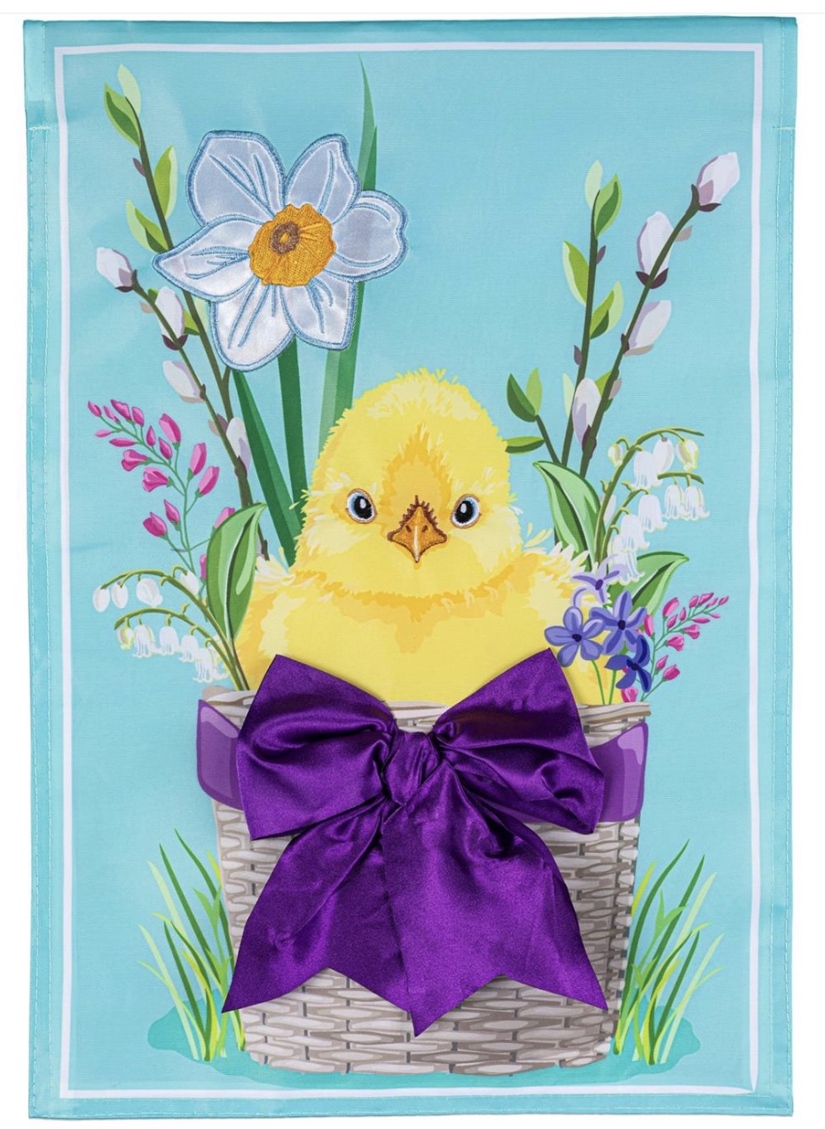 Easter Bow Basket Applique Garden Flag