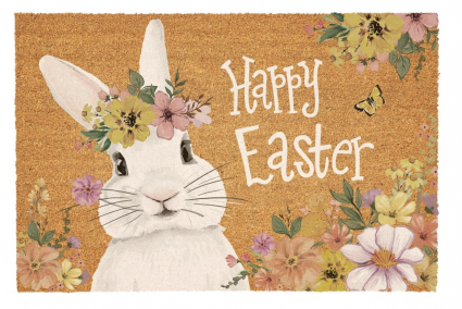 Bunny Blooms Floral Bunny Doormat 36"x24"