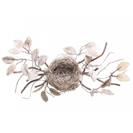 Twig and Leaf Bird Nest Swag 14"