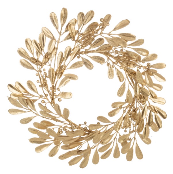 Gold Holly Wreath 17"