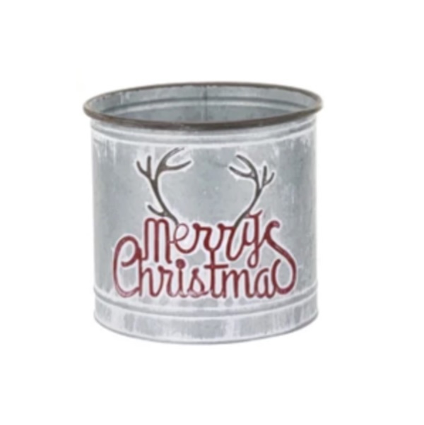 Merry Christmas Antler Pot Cover 8.75"