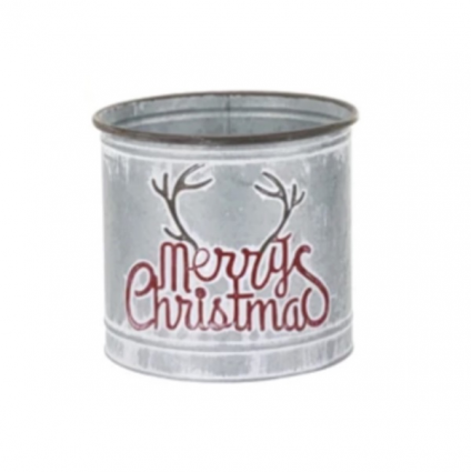 Merry Christmas Antler Pot Cover 8.75"