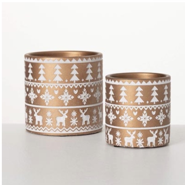 Gold Holiday Planter - 5.5"