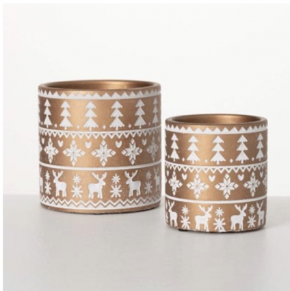 Gold Holiday Planter - 5.5"