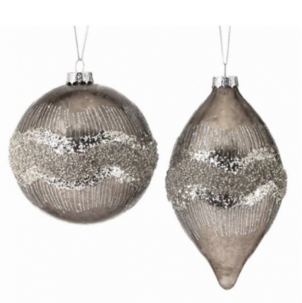 Glass Frost Glitter Wave Ornament  Platinum (sold seperately)